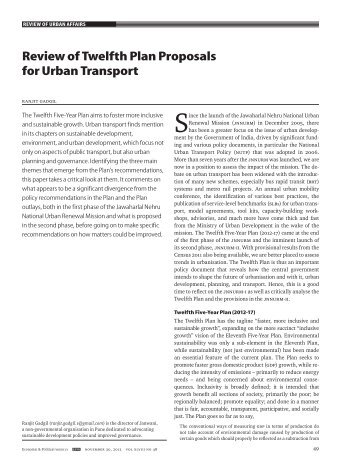 Review of Twelfth Plan Proposals for Urban Transport