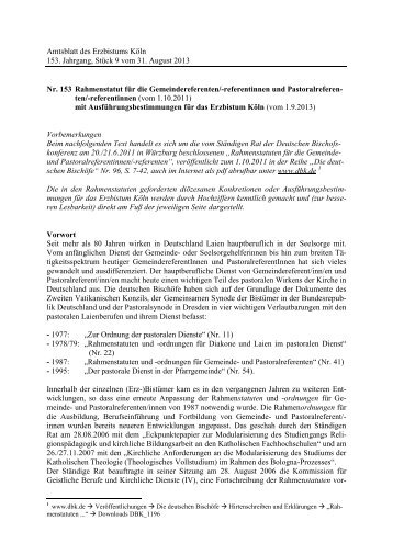 Rahmenstatut fuer GR und PR und ... - Erzbistum Köln