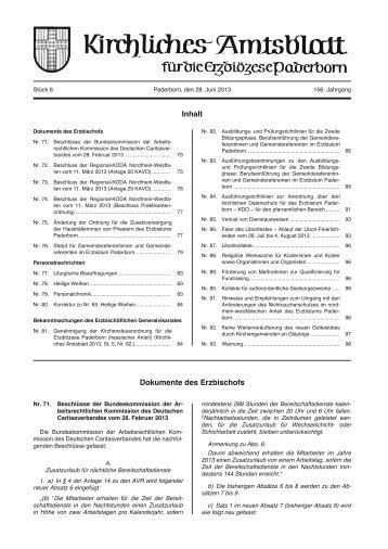 Kirchliches Amtsblatt 6 / 2013 - Erzbistum Paderborn