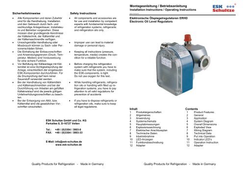 Montageanleitung ERHD - ESK Schultze