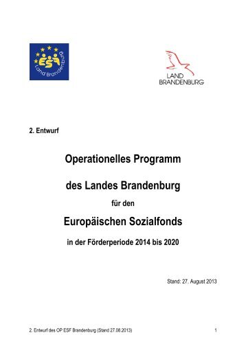 Entwurf - ESF in Brandenburg - Brandenburg.de