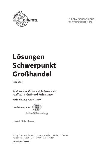 Lösungen Schwerpunkt Großhandel - Europa-Lehrmittel