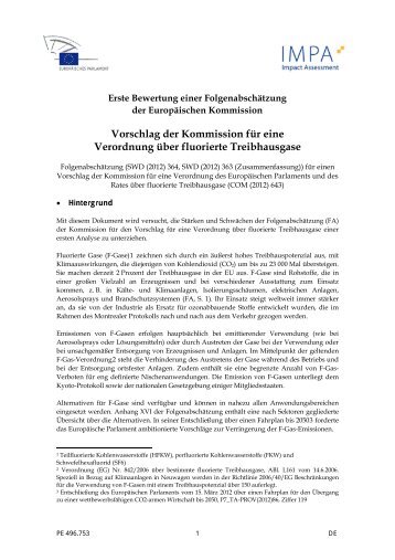 Fluorierte Treibhausgase: erste Bewertung der ... - Europa