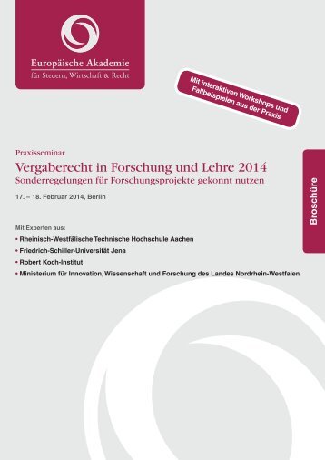 Vergaberecht in Forschung und Lehre 2014 - Europäische ...