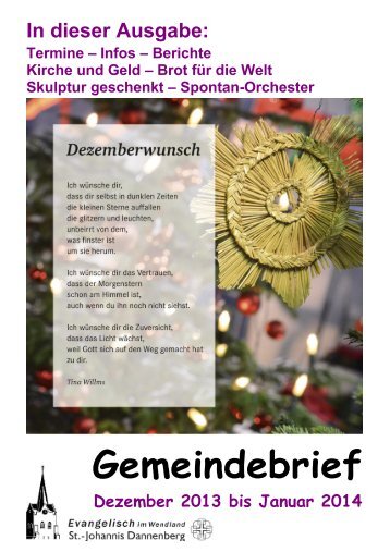 Gemeindebrief - Evangelisch im Wendland