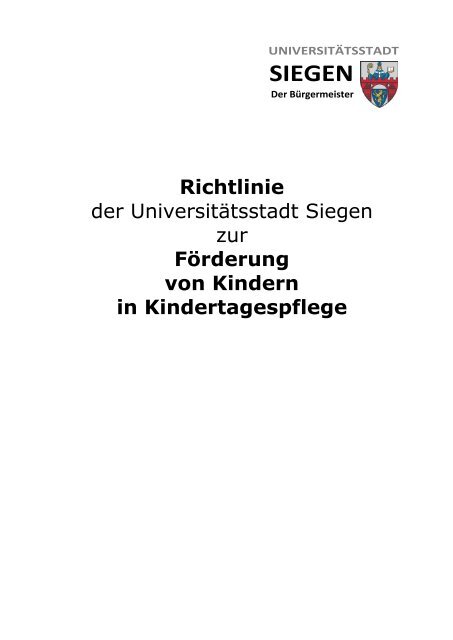 Richtlinie der Universitätsstadt Siegen zur ... - Familie in Siegen