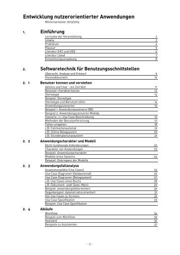 Entwicklung nutzerorientierter Anwendungen