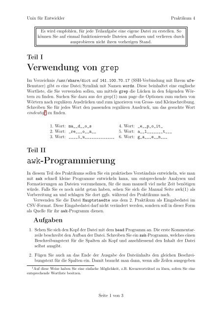 Verwendung von grep awk-Programmierung