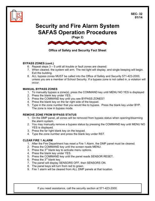Security and Fire Alarm System SAFAS Operation Procedures