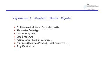 Programmieren 1 - Strukturen - Klassen - Objekte