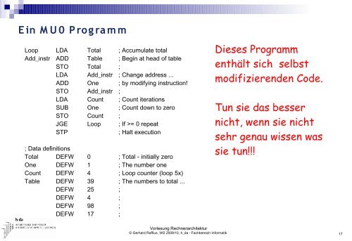 Vorlesung Rechnerarchitektur - Fachbereich Informatik