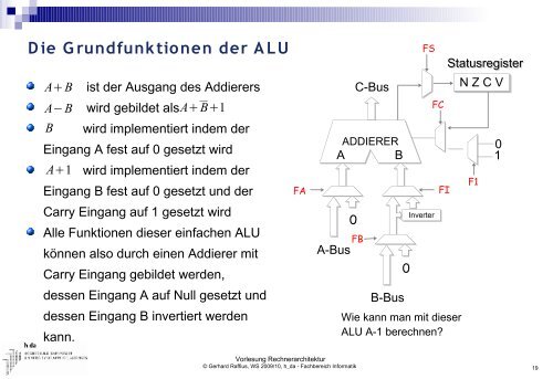 Vorlesung Rechnerarchitektur - Fachbereich Informatik