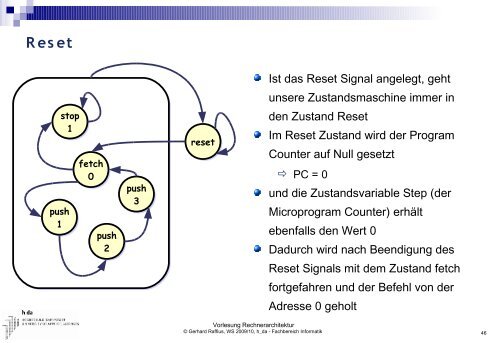 Vorlesung Rechnerarchitektur - Fachbereich Informatik