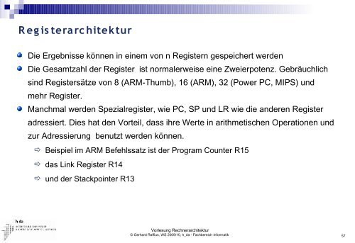 Vorlesung Rechnerarchitektur - Fachbereich Informatik