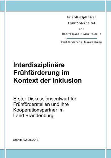 Interdisziplinäre Frühförderung im Kontext der Inklusion