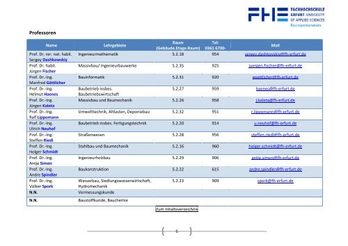 Wegweiser Fachrichtung Bauingenieurwesen - Fachhochschule Erfurt