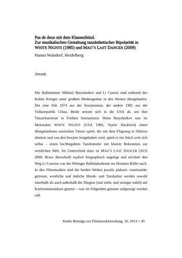 Pas de deux mit dem Klassenfeind. Zur musikalischen Gestaltung ...