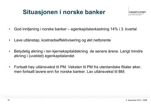 Foredrag: Regulatoriske endringer - Finanstilsynet