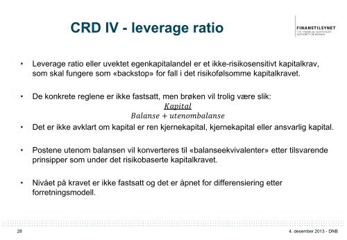 Foredrag: Regulatoriske endringer - Finanstilsynet