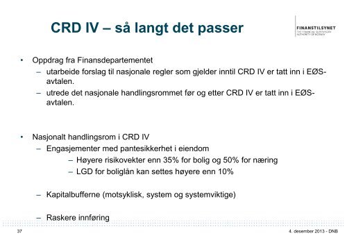 Foredrag: Regulatoriske endringer - Finanstilsynet