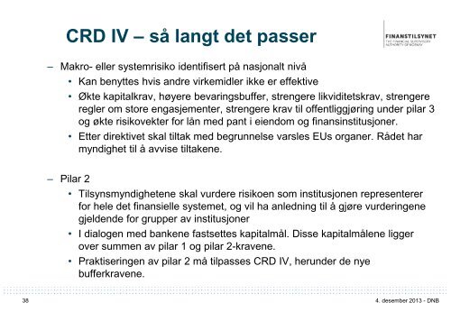 Foredrag: Regulatoriske endringer - Finanstilsynet