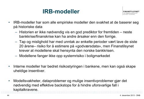 Foredrag: Regulatoriske endringer - Finanstilsynet