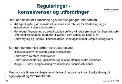 Foredrag: Regulatoriske endringer - Finanstilsynet