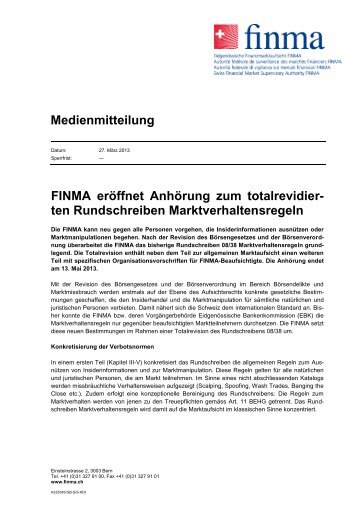 D Medienmitteilung - Finma