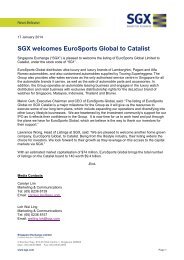 SGX welcomes EuroSports Global to Catalist - FinanzNachrichten.de