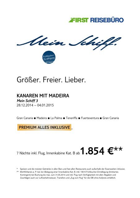 Tui Mein Schiff 3 Silvesterreise 20142015 First Reisebüro