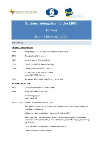 Business delegation to the EBRD - Flanders Investment & Trade