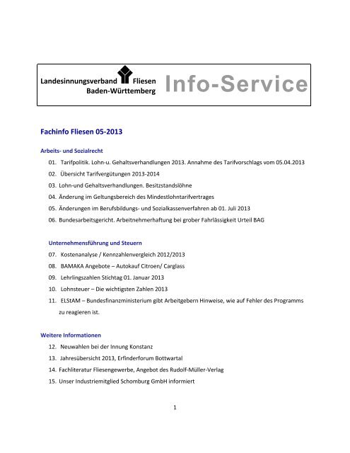 Info-Service - Landesinnungsverband Fliesen Baden-Württemberg