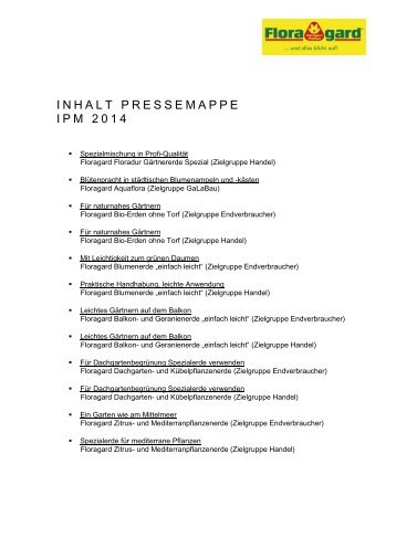 INHALT PRESSEMAPPE IPM 2014 - bei Floragard