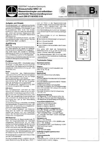 Niveauschalter NRS 1-9 Wasserstandregler und selbstüber- '