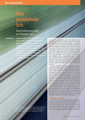 Forschung Frankfurt | Ausgabe 2-2013 | Das pendelnde Ich [Bernd ...
