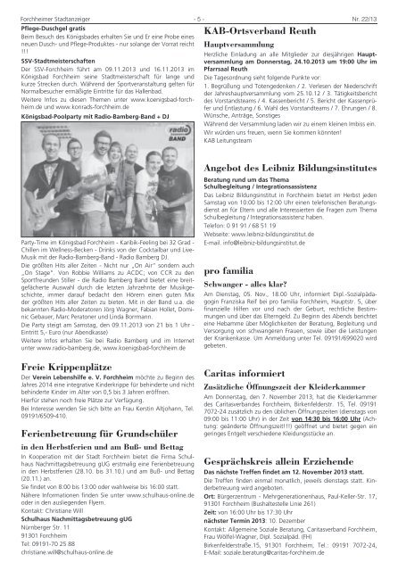 Stadtanzeiger Nr. 22 vom 25.10.2013 - Forchheim