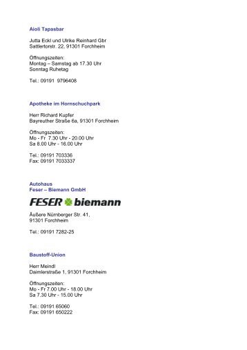 Mitgliederliste - Stand Februar 2014 - Forchheim