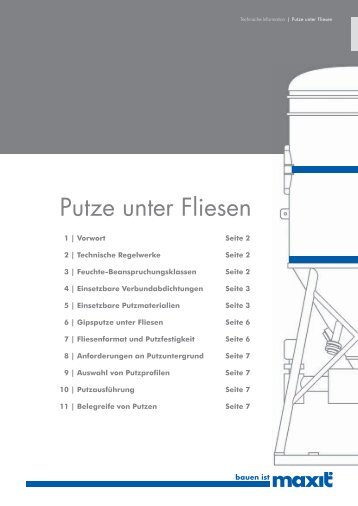 Technische Information | Putze unter Fliesen - bei Franken Maxit