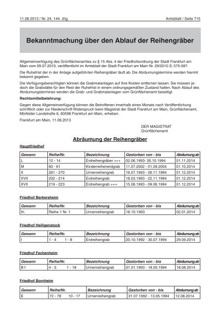 Amtsblatt Nr. 24/2013 S. 685 - 720 (pdf, 2.3 MB) - Frankfurt am Main