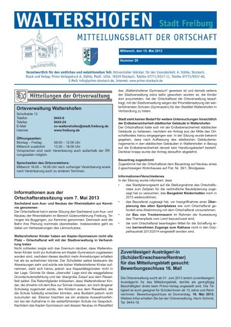 Informationen Aus Der Ortschaftsratssitzung Vom 7 Mai 2013