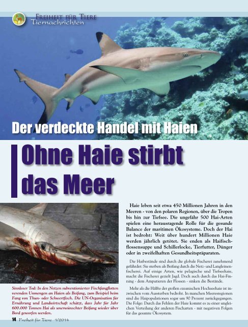 pdf-download Freiheit für Tiere 1/2014 - Magazin Freiheit für Tiere