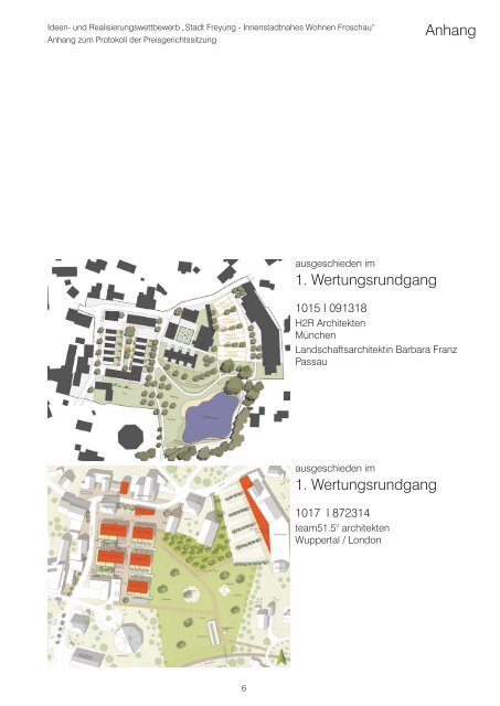 Preisgerichtsprotokoll "Wettbewerb Froschau" - Stadt Freyung