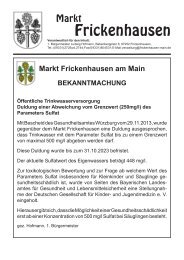 des Parameters Sulfat - Markt Frickenhausen a. Main