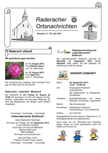 Raderacher Ortsnachrichten - Friedrichshafen