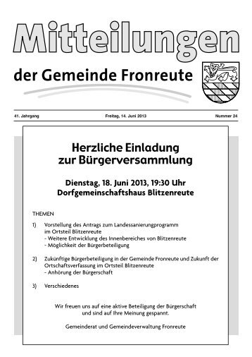 Mitteilungsblatt vom 14.06.2013 - Fronreute