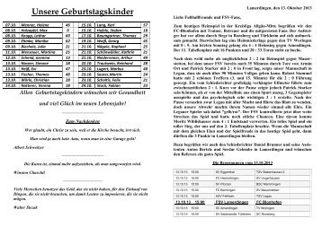 Unsere Geburtstagskinder - FSV Lamerdingen