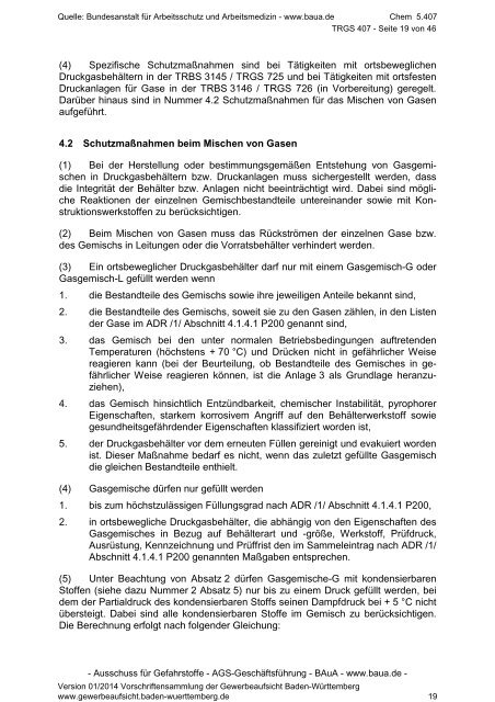 TRGS 407 Tätigkeiten mit Gasen - Gewerbeaufsicht - Baden ...