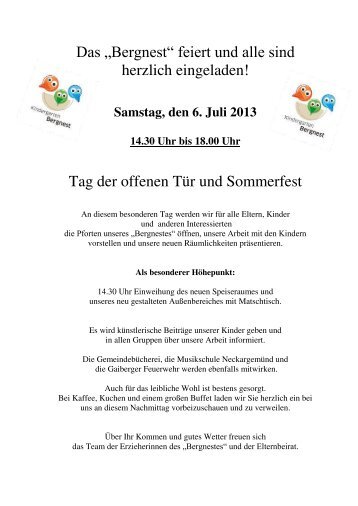 Tag der offenen Tür und Sommerfest - Gaiberg