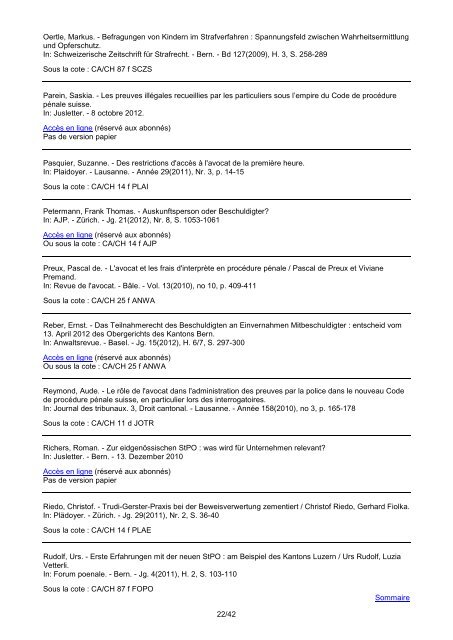 Veille CPP liste par indices de classement - Etat de Genève