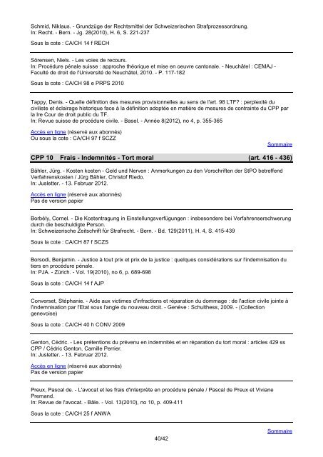 Veille CPP liste par indices de classement - Etat de Genève